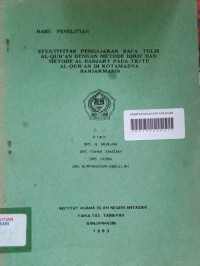 Efektivitas Pengajaran Baca Tulis Al-Qur'an Dengan Metode Iqro' Dan Metode Al-Banjary Pada TK/TP Al-Qur'an Di Kotamadya Banjarmasin