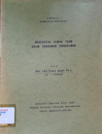 Absolusitas Ajaran Islam Dalam Pemahaman Cendikiawan